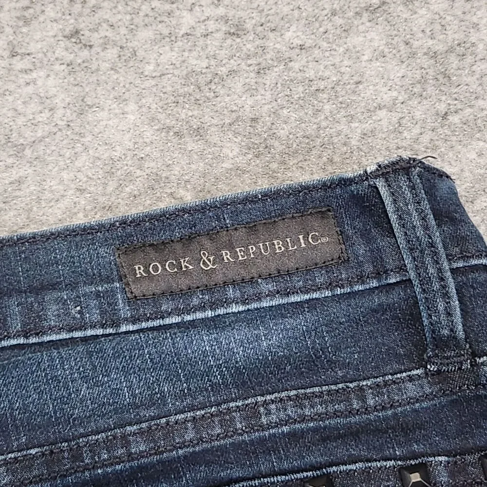 Rock‎ & Republic Kasandra Womens Size 12 32x33 Flare Leg Blue Denim Jeans